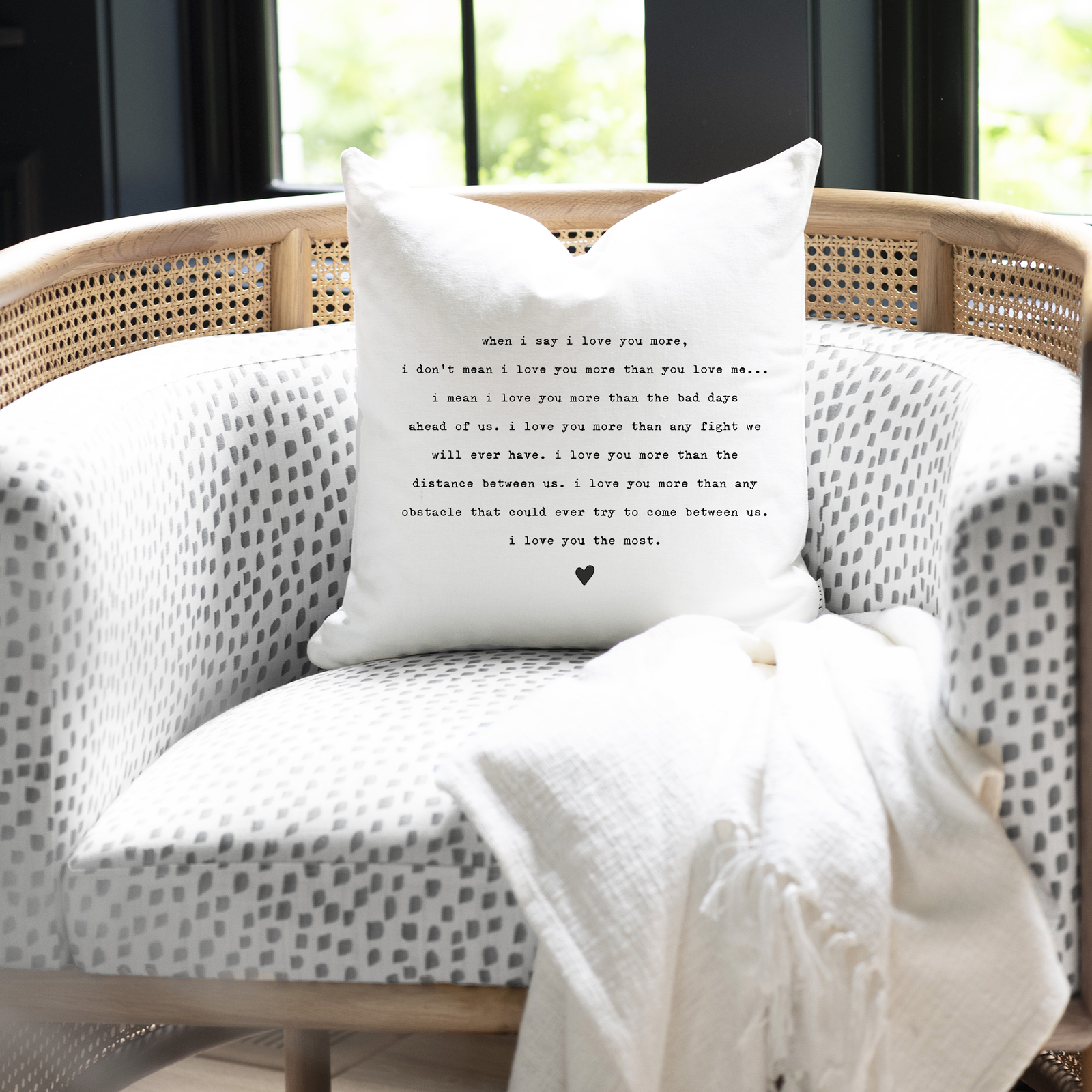 I Love You The Most Pillow Cover White / 20\, image size:1600x1600