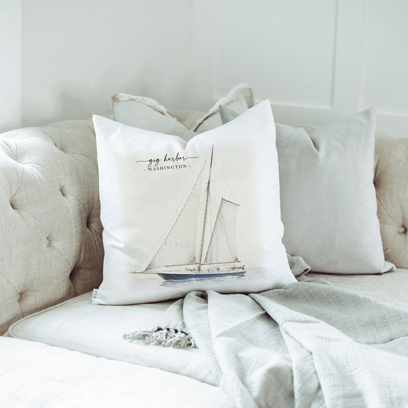 Custom Location Sailboat Pillow Cover