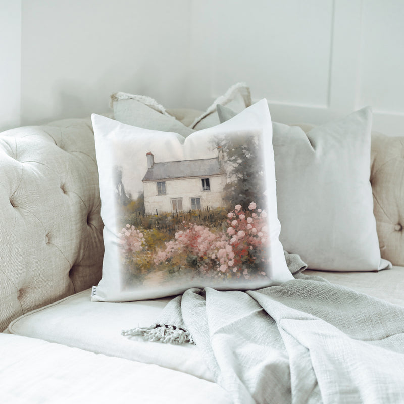 Vintage Landscape Spring House Pillow Cover