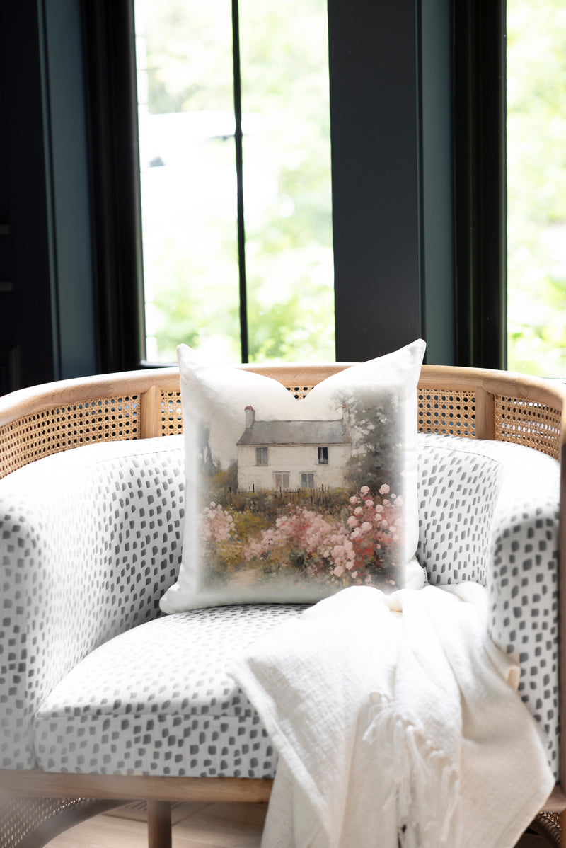 Vintage Landscape Spring House Pillow Cover