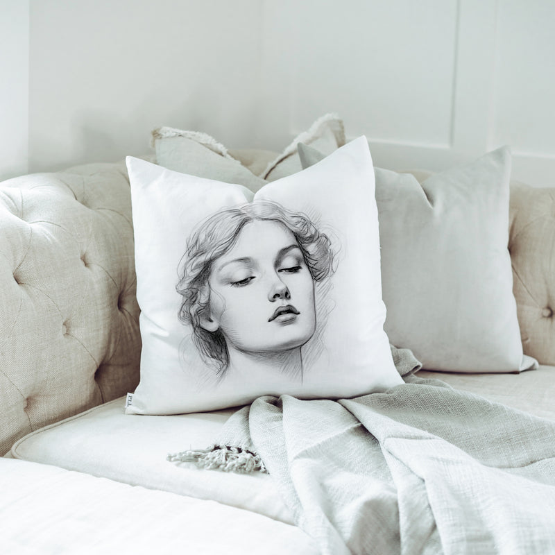 Female Linedrawing Pillow Cover