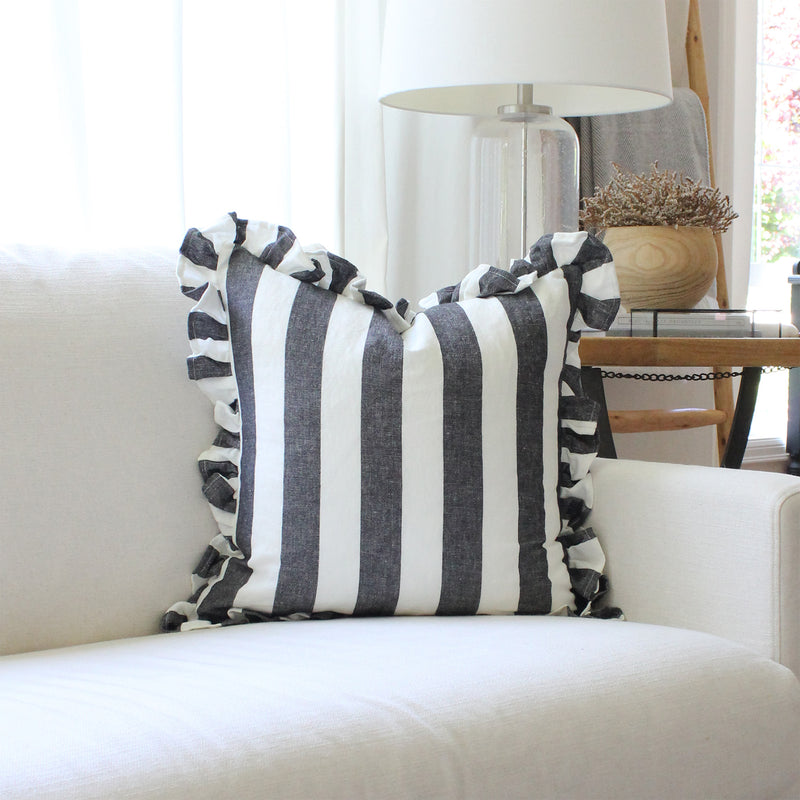 Ruffled Cabana Stripe Pillow Cover Collection