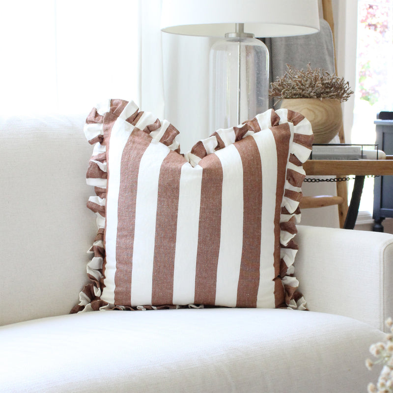 Ruffled Cabana Stripe Pillow Cover Collection