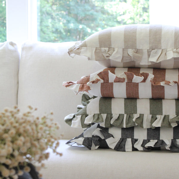 Ruffled Cabana Stripe Pillow Cover Collection