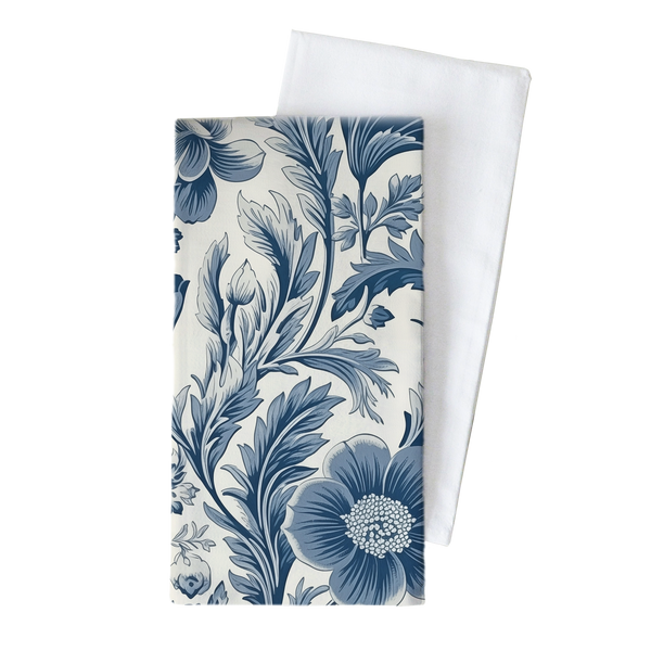 Blue Floral Wallpaper Tea Towel