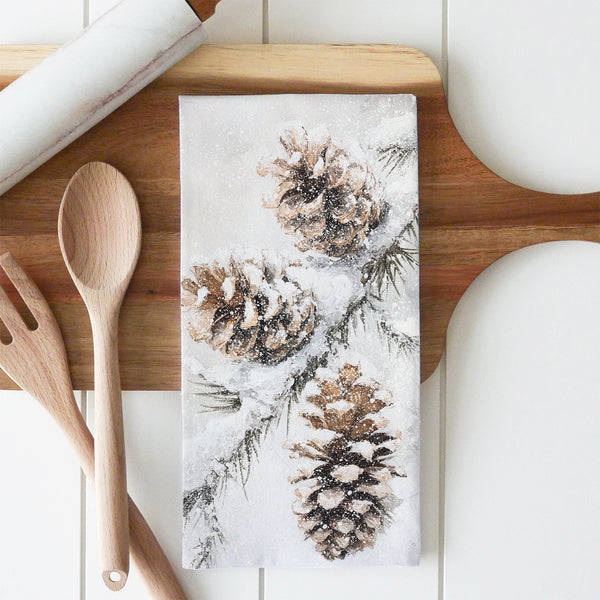 Winter Pinecone Tea Towel