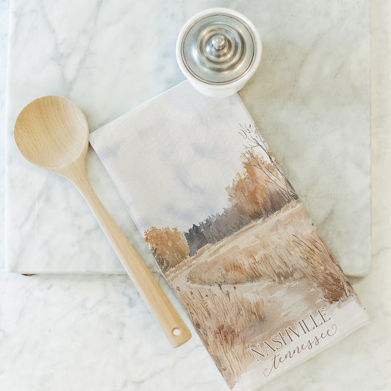 Custom Autumn Landscape Tea Towel