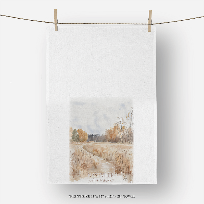 Custom Autumn Landscape Tea Towel