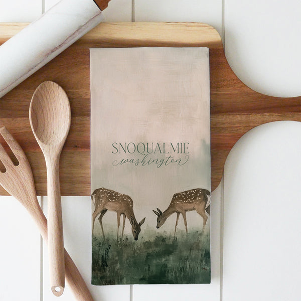 Custom Field of Deer Tea Towel