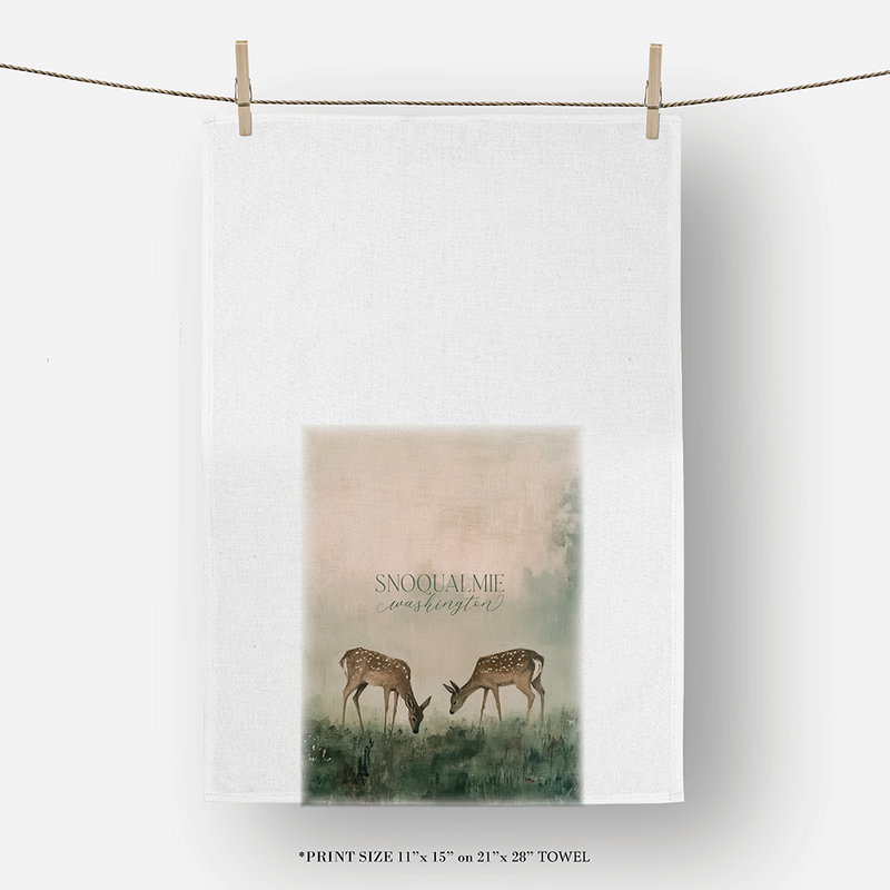 Custom Field of Deer Tea Towel