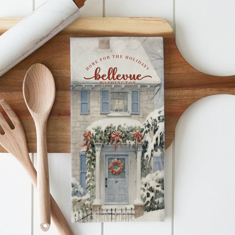 Custom Snowy Home Tea Towel