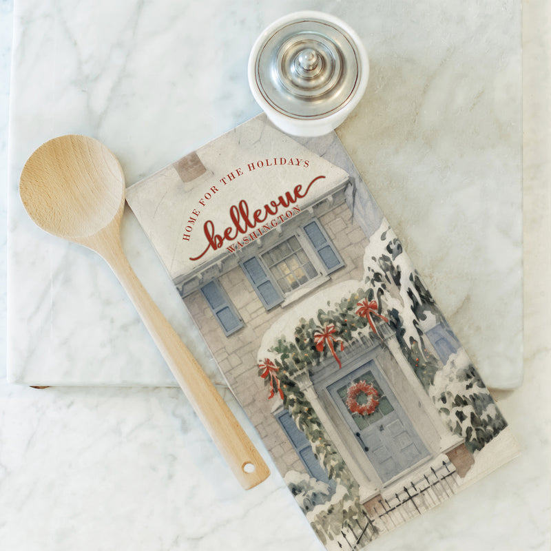 Custom Snowy Home Tea Towel