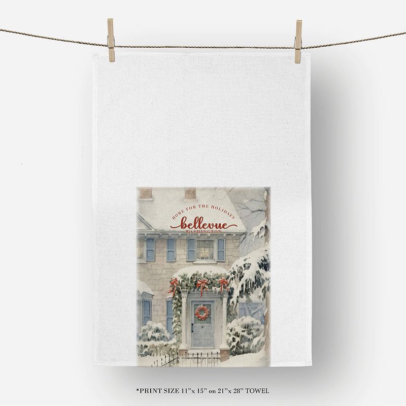 Custom Snowy Home Tea Towel