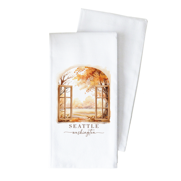 Custom Fall Windows Tea Towel