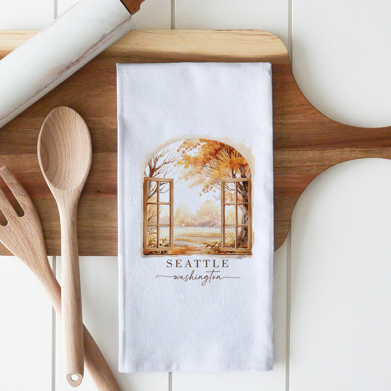 Custom Fall Windows Tea Towel