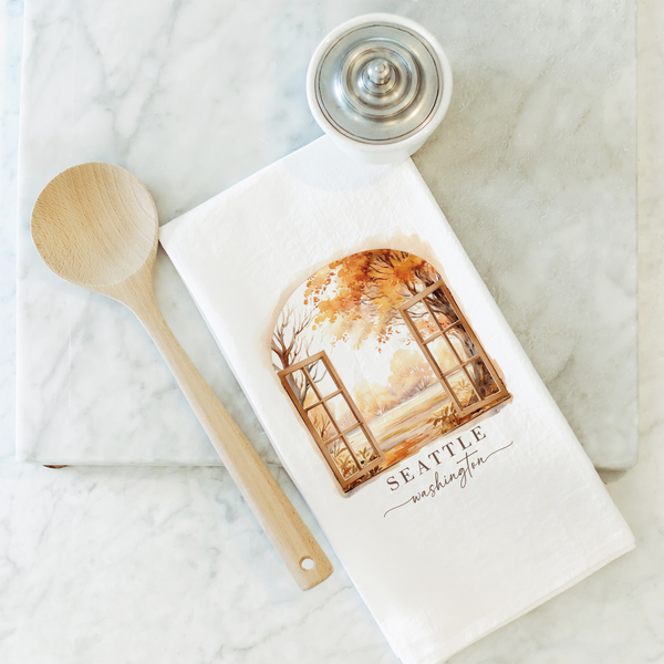 Custom Fall Windows Tea Towel
