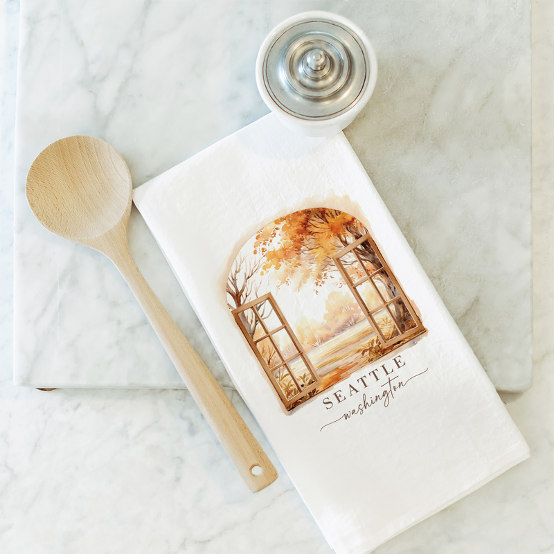 Custom Fall Windows Tea Towel