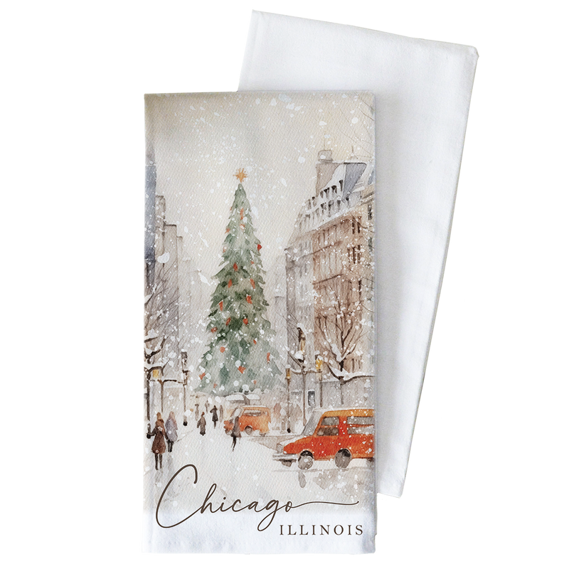 Custom Christmas City Tea Towel