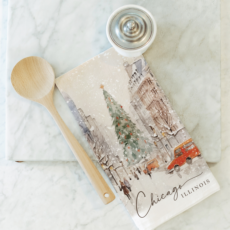 Custom Christmas City Tea Towel