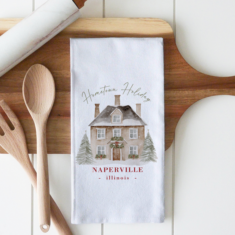 Custom Hometown Holiday Tea Towel