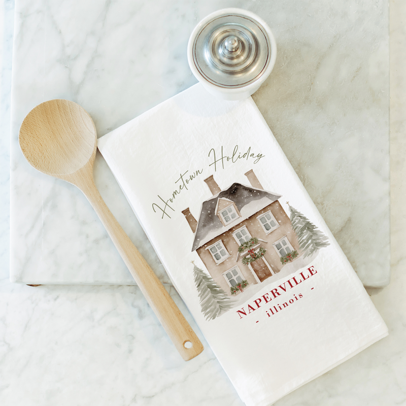 Custom Hometown Holiday Tea Towel