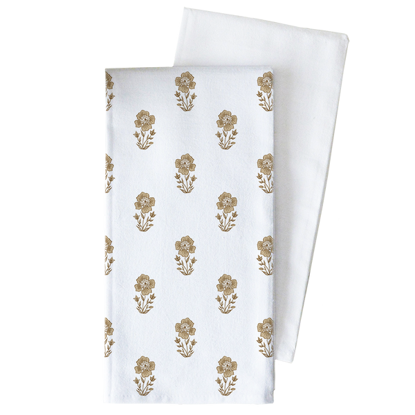 Gold Block Print Tea Towel