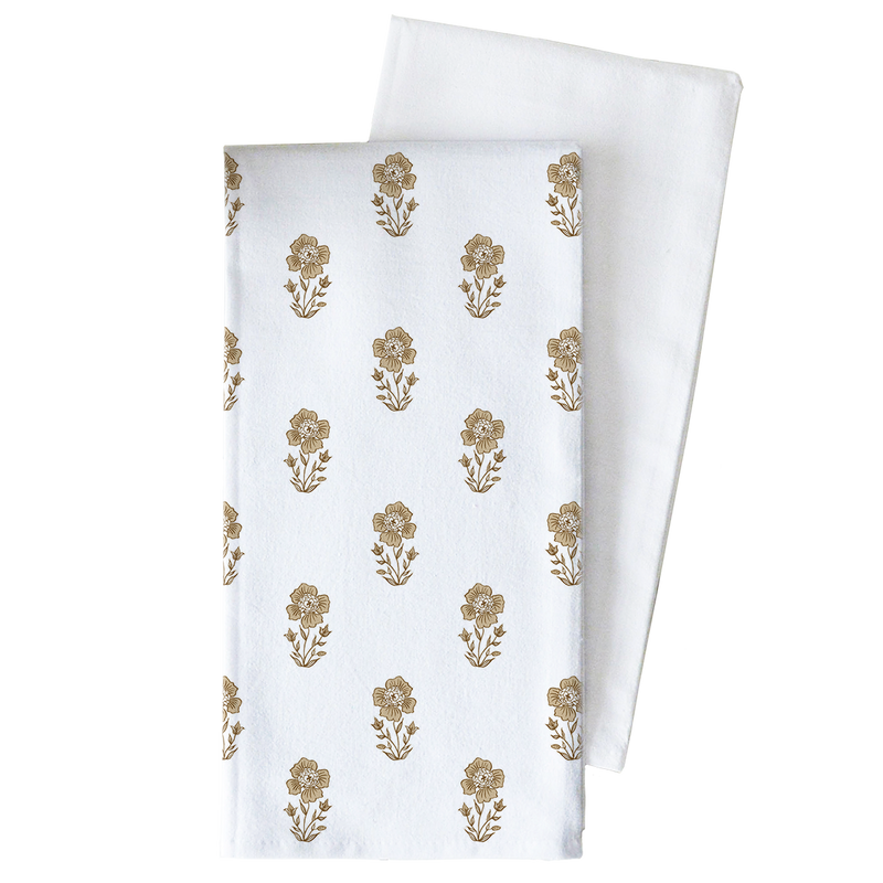 Gold Block Print Tea Towel