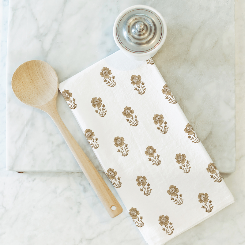 Gold Block Print Tea Towel