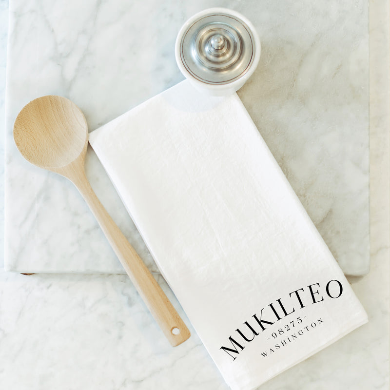 Custom City State Zip Tea Towel