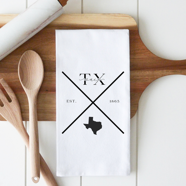 Custom City State Est X Tea Towel