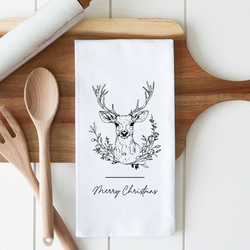Merry Christmas Deer Tea Towel