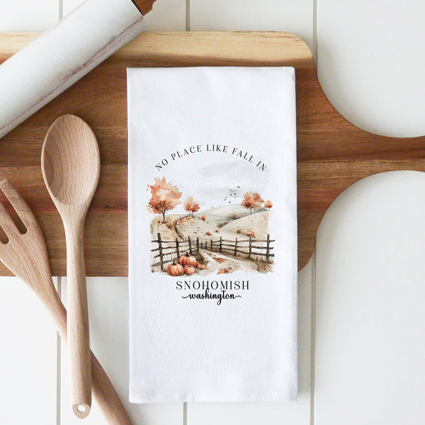 Custom Fall Location Tea Towel
