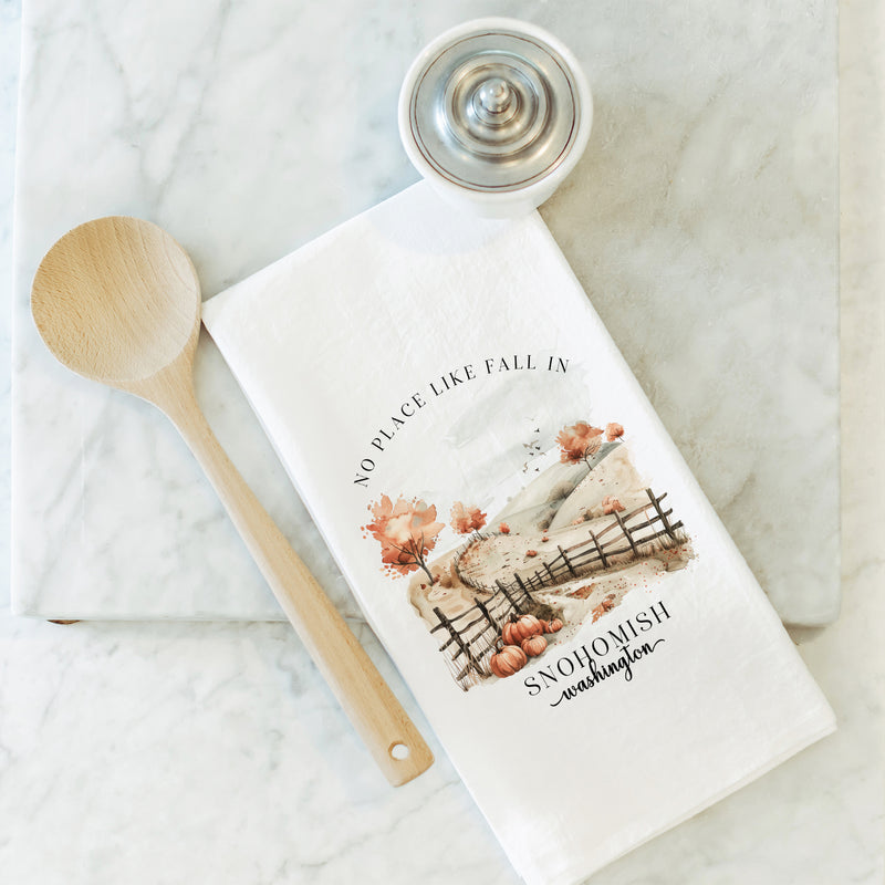 Custom Fall Location Tea Towel