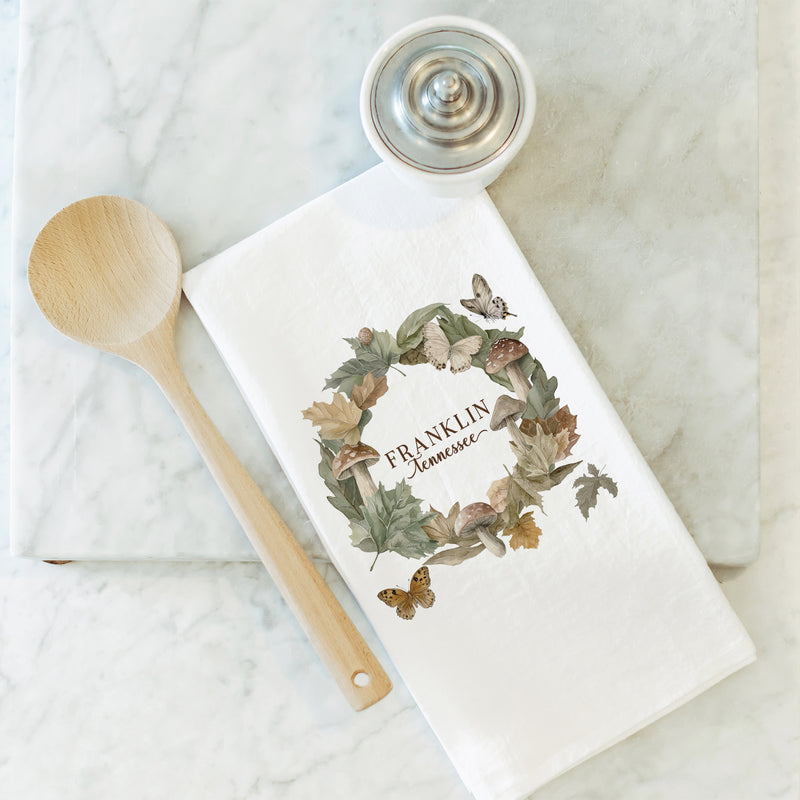 Custom Fall Wreath Tea Towel