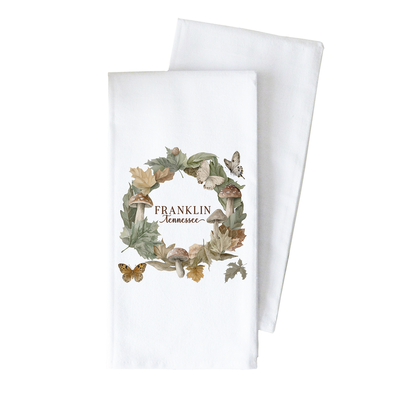 Custom Fall Wreath Tea Towel