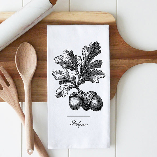 Autumn Acorn Tea Towel