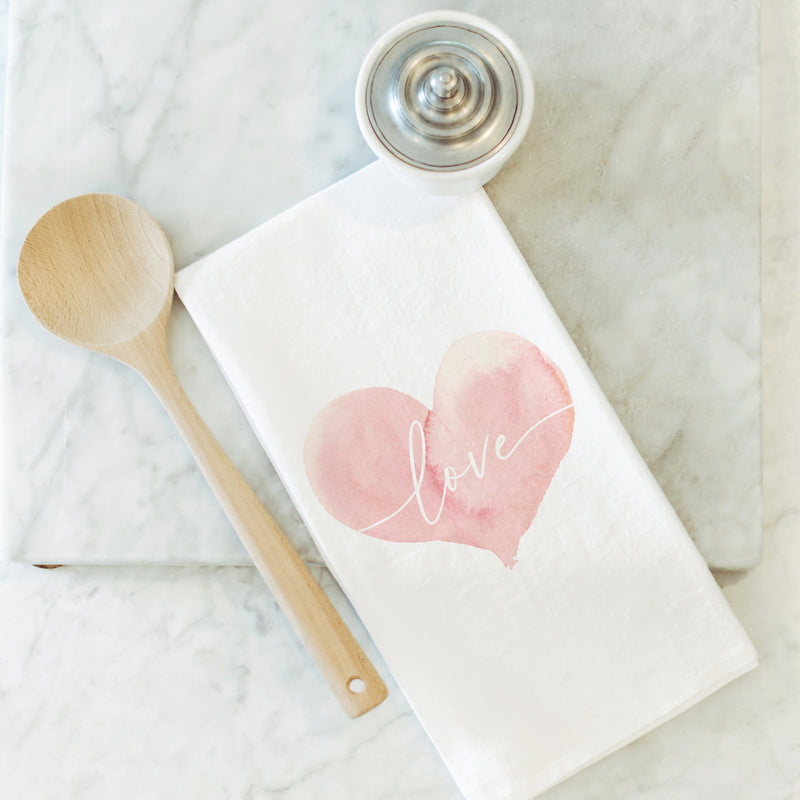 Watercolor Love Heart Tea Towel