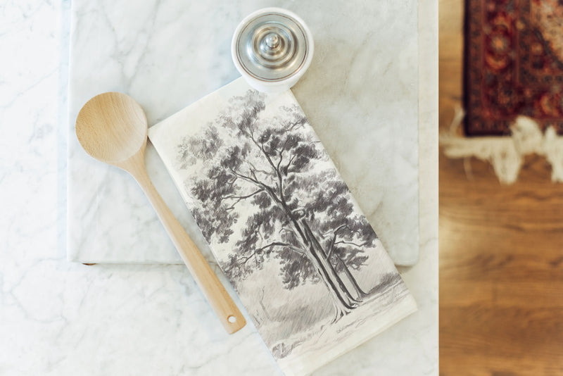 Tree Sketch Tea Towel