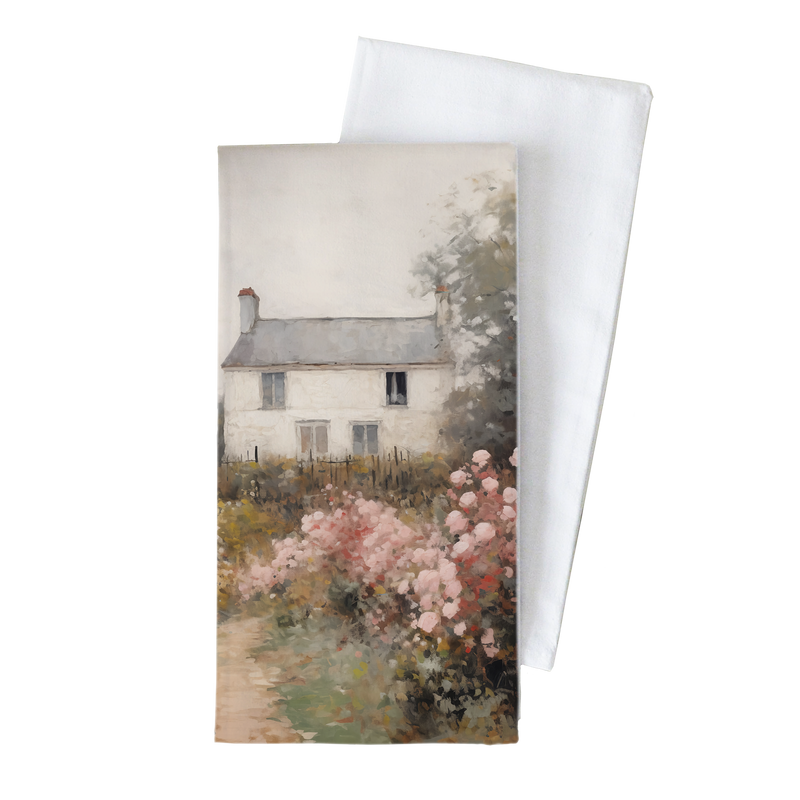 Vintage Landscape Spring House Tea Towel