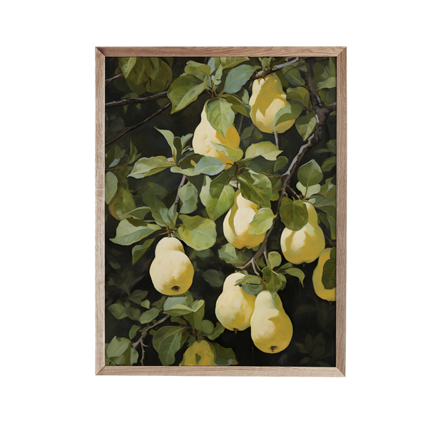 a painting of lemons hanging from a tree