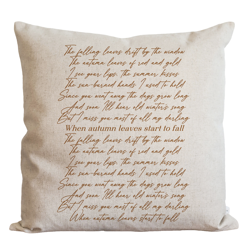 a pillow with a poem written on it