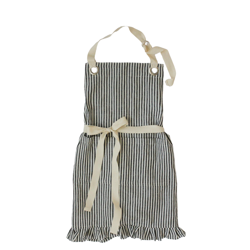 Ruffle Pin Stripe Apron