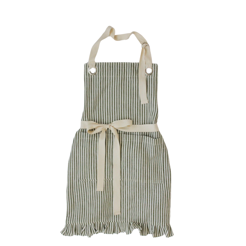 Ruffle Pin Stripe Apron