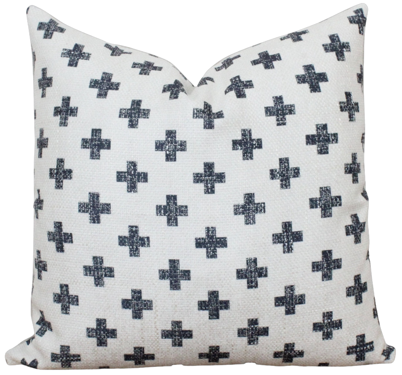 Graphite Swiss Cross Pillow Cover | Asher