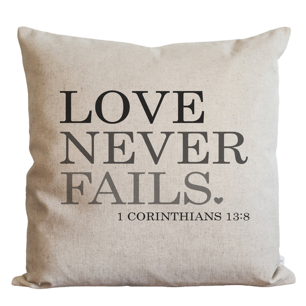 Love Never Fails Pillow Cover