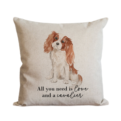 Custom All You Need is Love and a {Dog} Pillow Cover.