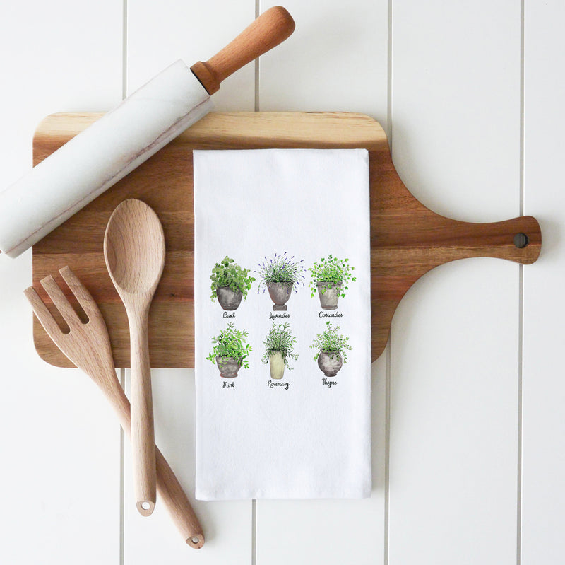 Herb Pots Tea Towel