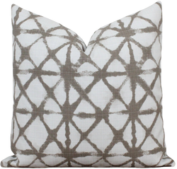 White and Tan Geometric Outdoor Pillow Cover | Echo