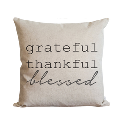 Grateful Thankful Pillow Cover.