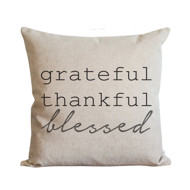 Grateful Thankful Pillow Cover.